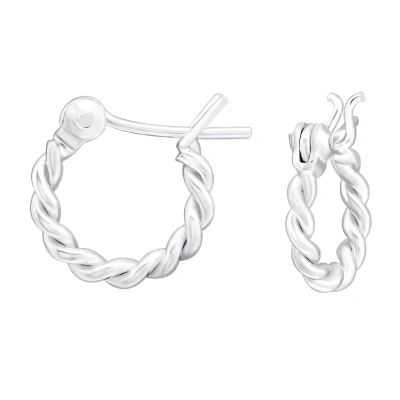 Afbeelding van JoyS Zilveren oorringen 12 mm / 2 twisted gedraaid Franse sluiting sterling zilver 925