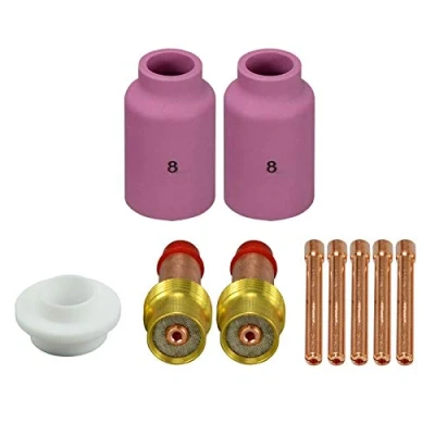 Afbeelding van RIVERWELD Tig gaslens spantangen Boby 13N24 45V26 (2,4 mm opening) keramische cup 54N14 8# (D12,5 x42 mm) 54N01 gaslensisolator voor QQ300 DB SR CK WP 17 18 26 lastoorts 10 stuks
