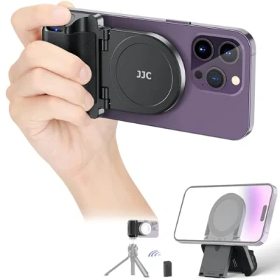 Afbeelding van JJC Magnetische Telefoon Handgirp met Bluetooth Afstandsbediening, Camera Photo Grip Handvat voor iPhone Android Smartphones, Bureau Stand &amp; Statief Mount Adapter