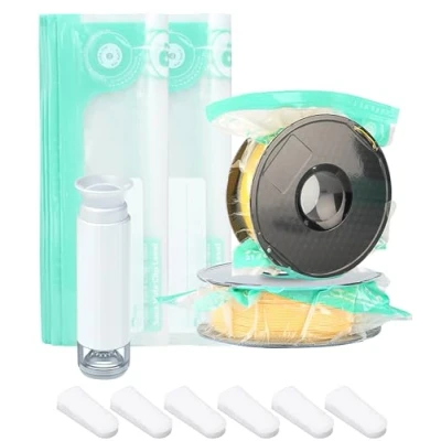 Afbeelding van Toaren Filament vacuümzakkenset, 22 stuks filamentopslag, transparant 3D printerfilament, vacuümcompressie, vacuümzakken, herbruikbaar, 34 x 30 cm, met 1 handpomp, 6 afdichtingsclips