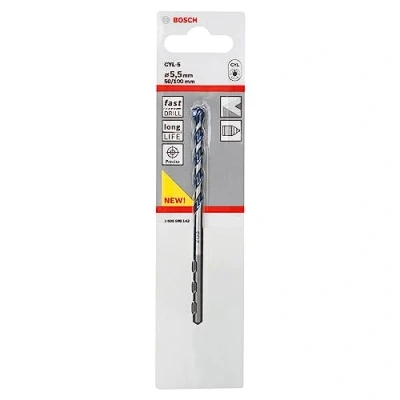 Afbeelding van Bosch Accessories CYL 5 2608588142 Carbide Beton spiraalboor 5.5 mm Gezamenlijke lengte 100 Cilinderschacht 1 stuk(s)