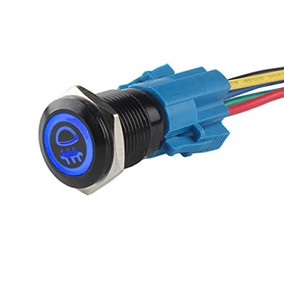 Afbeelding van ETOPARS Zwarte Schaal 19mm 12V 5A Auto Vrachtwagen Tuimelschakelaar Drukschakelaar Schakelaar Blauw Licht Mistlicht Wipschakelaar AAN/UIT Waterdichte Stekker Draad