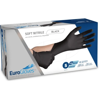 Afbeelding van Eurogloves Handschoenen nitril maat S zwart (100 stuks)