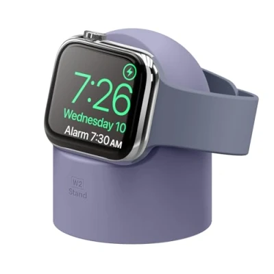 Afbeelding van elago W2 Standaard Compatibel met Apple Watch Series Serie 9, 8, SE2 (2022), 7, 6, SE, 5, 4, 3, 2, 1 / 45mm 44mm 42mm 41mm /40mm/38mm Ultra2&amp;1 (Lavendel Grijs)