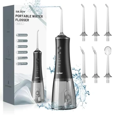 Afbeelding van Waterflossers voor het reinigen van tanden verbeterde 280 ml draadloze water tandflossers draagbare oplaadbare monddouche met 4 modi 6 straaltips IPX7 waterdichte waterfloss thuis reizen