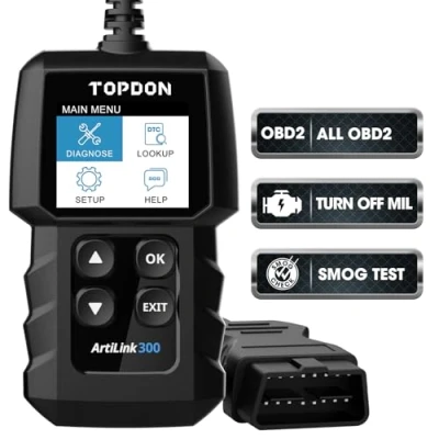 Afbeelding van TOPDON OBD2 diagnoseapparaat AL300 auto universeel voertuig foutcodelezer met volledige functies, lezen en wissen van codes voor het uitschakelen motorcontrolelampje