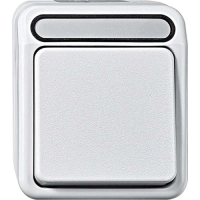 Afbeelding van Merten 4074982 AquaStar Compleet Uitschakelaar, Wisselschakelaar spatwaterdicht Polar wit 1 stuks