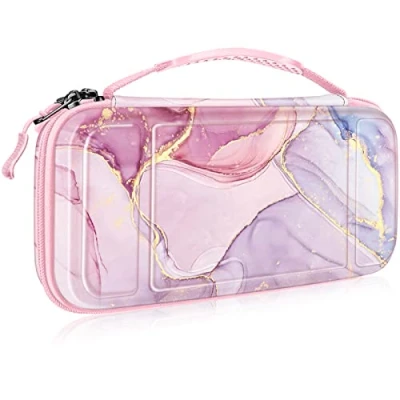 Afbeelding van Fintie Carry Case voor Nintendo Switch/Switch Oled [Schokbestendig] Harde Hoes Beschermhoes Draagbare tas met 10 kaartsleuven binnenzak Switch Console Joy Con accessoires, (Z Glorieus Marmer)