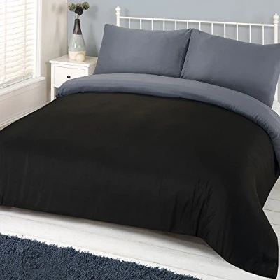 Afbeelding van Dreamscene Beddengoed half set, microvezel Soft Touch, zwart/grijs, dubbel