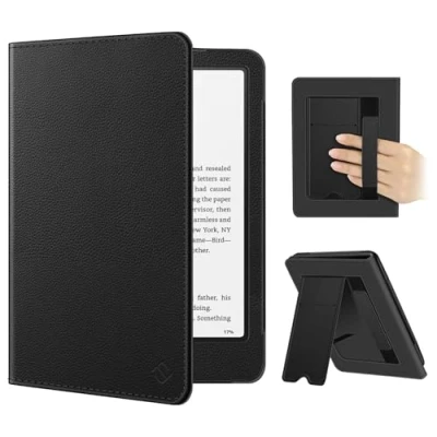 Afbeelding van Fintie Hoes voor 7 inch Kindle Paperwhite (12e generatie) 2024 en Colorsoft Signature Edition (1e generatie), kickstand beschermhoes met polsband automatische slaap/waakfunctie, zwart