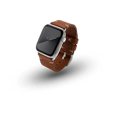 Afbeelding van JT Berlin Watchband Alex II Vintage Horlogeband 42 mm, 44 45 mm M Bruin, Zilver Watch Series 1, 2, 3, 4,