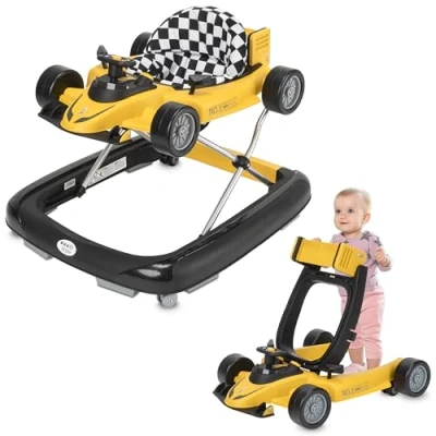 Afbeelding van ib style® Loopstoel Babywalker Baby Loopwagen Looptrainer 2 in 1 Racer Hoogte verstelbaar Met Geluidseffecten Little Speedster Geel