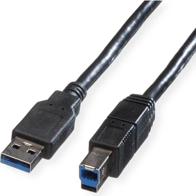 Afbeelding van ROLINE USB 3.2 Gen 1 kabel, type A B, zwart, 3 m