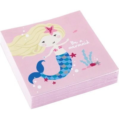 Afbeelding van Amscan Servetten Zeemeermin 25 X Cm Papier Roze 10 Stuks