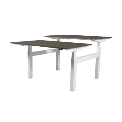 Afbeelding van Lectro Duo Plus werkplekken, zit sta (64 130cm) hoogte verstelbaar dmv 2 elektromotoren per wp met 160x80cm robson eiken 25mm bladen en wit (RAL9010)