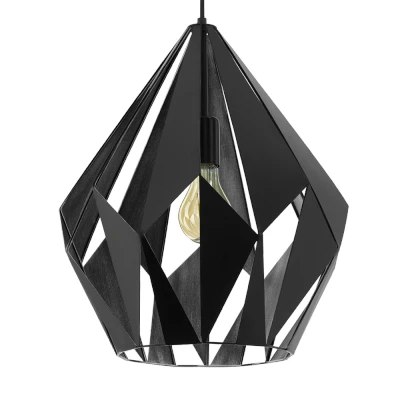 Afbeelding van EGLOÂ CarltonÂ 1Â Â hanglampÂ E27Â 1 lichtsÂ zwart/zilverkleurig