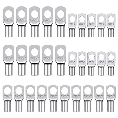 Afbeelding van Kabelschoenen, krimpverbinding, 30 stuks, buiskabelschoenenset, 16 mm², 25 35 mm² kabelschoen, M8 M10 koperen klemmen, vertind koper
