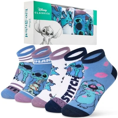 Afbeelding van Disney Dames enkelsokken, zachte en ademende sokken, set van 5 cadeaus voor haar, Multi Stitch, 2.5 7.5