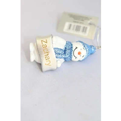 Afbeelding van Suki Leuke Blauwe Sneeuwman Bauble Opknoping Kerstversiering Decoratie Ornament met laser gegraveerde naam gepersonaliseerd