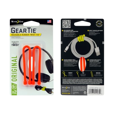 Afbeelding van Nite Ize Gear Tie 6&quot; Oranje 2 Stuks