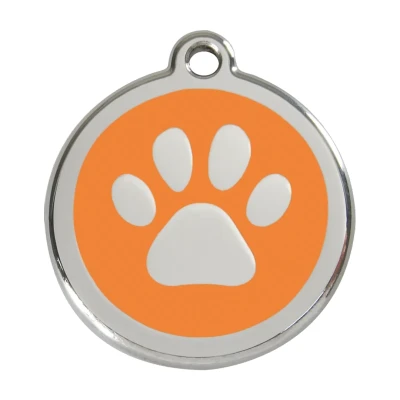 Afbeelding van Paw Print Orange roestvrijstalen hondenpenning large/groot dia. 3,8 cm RedDingo