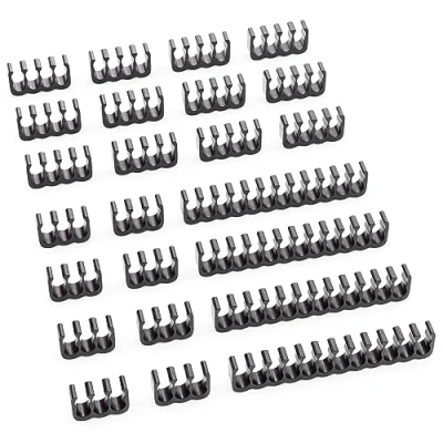 Afbeelding van deleyCON Kabelhouder Set van 24 Kabelkammen Kabelorganizer Kabelmanagement Kabelgeleider Kabelclips polig 8 6 Voor Interne PC Computerkabel Zwart