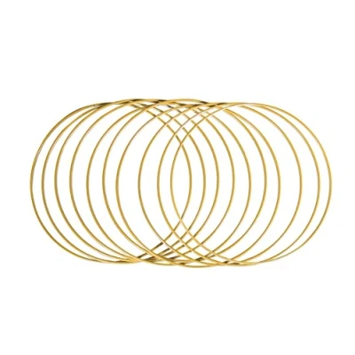 Afbeelding van Rayher Metalen ringen, diameter 15 cm, goud gecoat, dikte ca. 3 mm, draadringen om te knutselen, voor wikkeltechniek, dromenvanger, bloemschikken, bruiloftskrans, hoepels, 25217616, 10 stuks (1 stuk)
