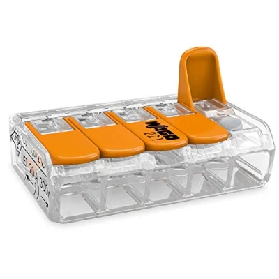 Afbeelding van WAGO Verbindingsklemmen 221 415 5 geleiders, tot 4 mm², 25 stuks, compacte kabelverbinders met hendels voor alle soorten geleiders wereldwijd, bevestigde gebruiksveiligheid