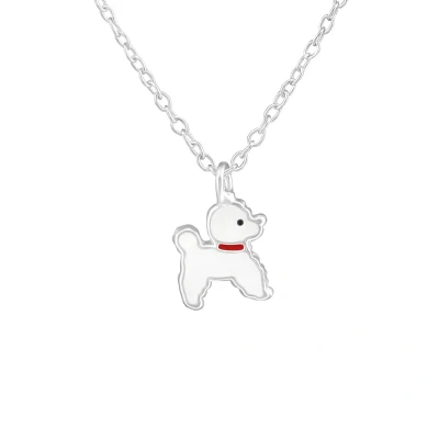 Afbeelding van JoyS Zilveren hondje hanger 7 x 8 mm met ketting 39 cm voor kinderen