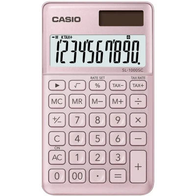 Afbeelding van Casio SL 1000SC Zakrekenmachine Roze Aantal displayposities: 10 werkt op zonne energie, batterijen (b x h d) 71 9 120 mm