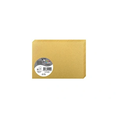 Afbeelding van Clairefontaine 12590C verpakking met 25 dubbele kaarten formaat C6 11 x 15,5 cm 210 g/m² kleur goud uitnodigingskaarten voor evenementen en matchance serie pollen premium papier glad