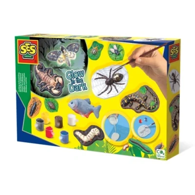 Afbeelding van Ses creative gips en verfpakket glow in the dark beesten 13st