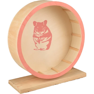 Afbeelding van Knaagdier Looprad Danco Hout Zalm Roze dia 28,5 cm
