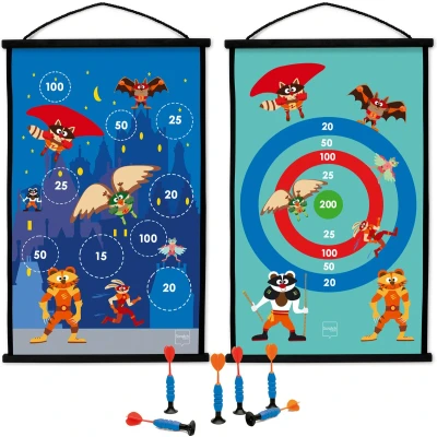Afbeelding van Scratch Dartbord Superhelden 2 zijdig 60 X 38 Met 6 Dartpijlen