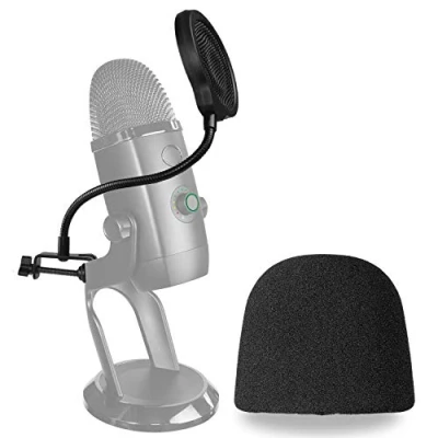 Afbeelding van YOUSHARES Blue Yeti X Pop Filter met Microfoon Cover Foam 4 Inch 3 Lagen Mic Wind Screen Masker Shield en Winscreen Voor USB om de geluidskwaliteit te