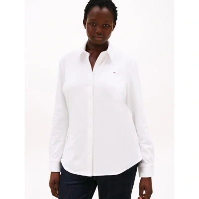 Afbeelding van Tommy Hilfiger Curve 1985 SLIM Shirt Overhemdblouse, Dames, Maat: 46, Ecru