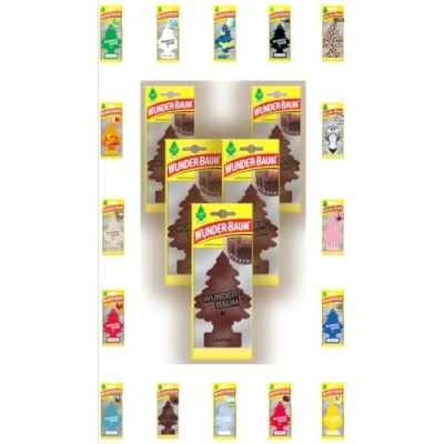 Afbeelding van Wunder Baum Autogeur luchtverfrisser geurboom geuren 5 stuks + stift light tribe (leer)
