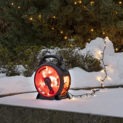 Afbeelding van Konstsmide 3830 807 Lichtketting Buiten Energielabel: G (A G) werkt op het lichtnet Aantal lampen 100 LED Barnsteen Verlichte lengte: 6.93 m Haspel