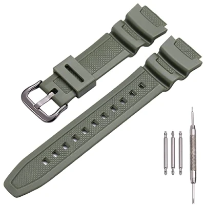 Afbeelding van MCXGL Vervangende horlogeband van natuurlijke Hars, compatibel met Casio AE 1200 SGW 300H MRW 200H W 735H, waterdichte rubberen band, 18mm, Gemaakt kwarts