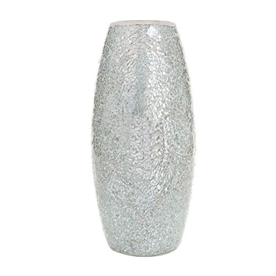 Afbeelding van Decoratieve glinsterende Sparkled Mozaïek Bloemen Vaas Cadeau, Glas Hoogte 30 cm Diameter 8 (Zilver)