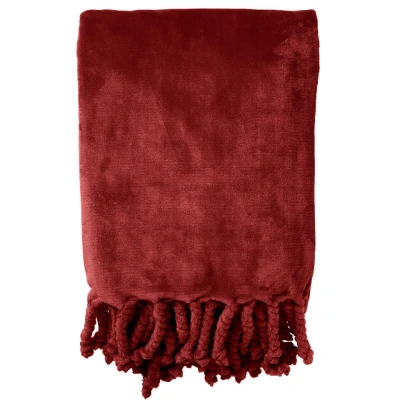 Afbeelding van Dutch Decor FLORIJN plaid 150 x200 cm grote fleece met flosjes Merlot bordeaux rood