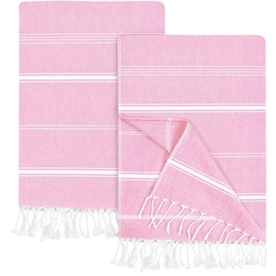 Afbeelding van Utopia Towels (2 Pak) Turkse Strandhanddoek (100 x 180 CMs) 100% Katoen (Roze)