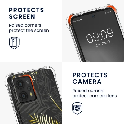 Afbeelding van kwmobile telefoonhoesje geschikt voor Motorola Moto G23 / G13 Hoesje met telefoonkoord Back cover smartphone Case in goud grijs transparant