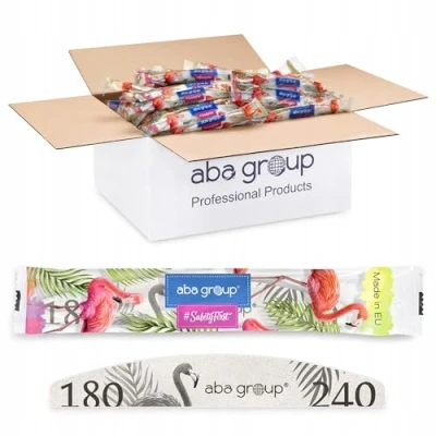 Afbeelding van Aba Group Professionele nagelvijlen 180/240 halve maan standaard flamingo, veilig pakket, hoogwaardige wegwerpnagelvijl, set, 500 stuks