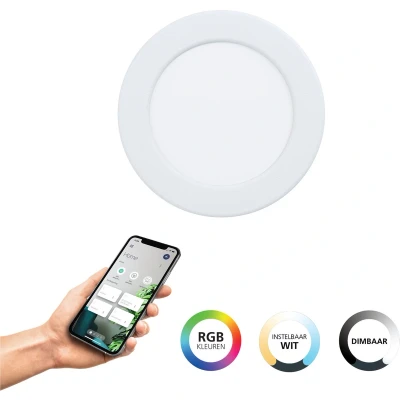 Afbeelding van EGLO connect.z Fueva 6 Z Smart Inbouwspot Badkamer/Buiten LED Ø 12 cm wit Instelbaar RGB &amp; licht Dimbaar Zigbee
