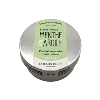 Afbeelding van Munt &amp; Klei Tandpasta Poeder 60 g Natuurlijke Whitening en Remineraliserende Verzorging L&#039;Oursin Blanc