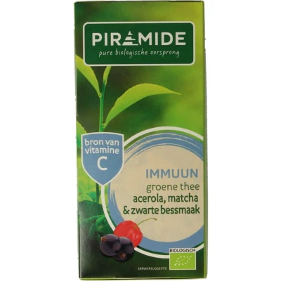 Afbeelding van Piramide Immuun Groene Thee Acerola, Matcha &amp; Zwarte Bes Bio 20 theezakjes