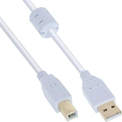 Afbeelding van USB naar B kabel USB2.0 tot 0,5A / wit 10 meter