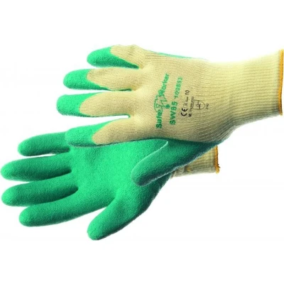 Afbeelding van Safeworker Werkhandschoen Latex Maat 10 Groen Flexibiliteit Extra Grip Gecoat Ergonomisch Gevormd Polyester/Katoen CE Cat 2 EN 388