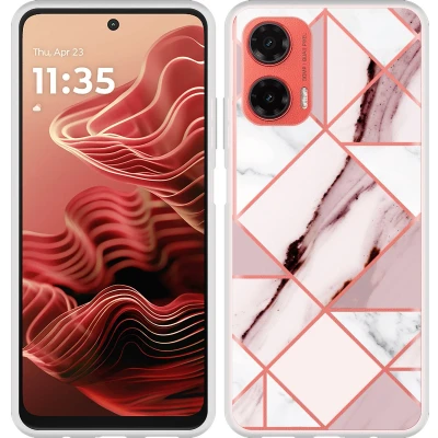 Afbeelding van Cazy Hoesje geschikt voor Motorola Moto G35 Siliconen Roze Marmer